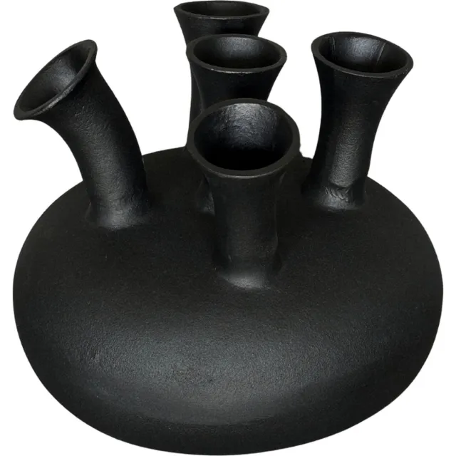 NoSeasons Luxe Tulpenvaas - Toetervaas met 5 Openingen - Aluminium - Zwart - 31 x 26 cm