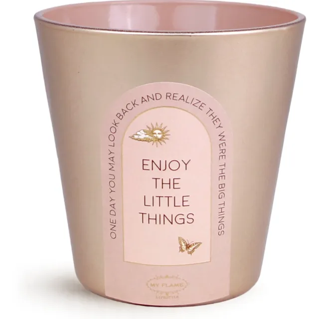 My Flame Lifestyle MY FLAME - LED Kaars - ENJOY THE LITTLE THINGS - Afmetingen: 11x11x10 cm - inclusief batterijen Saliegroen