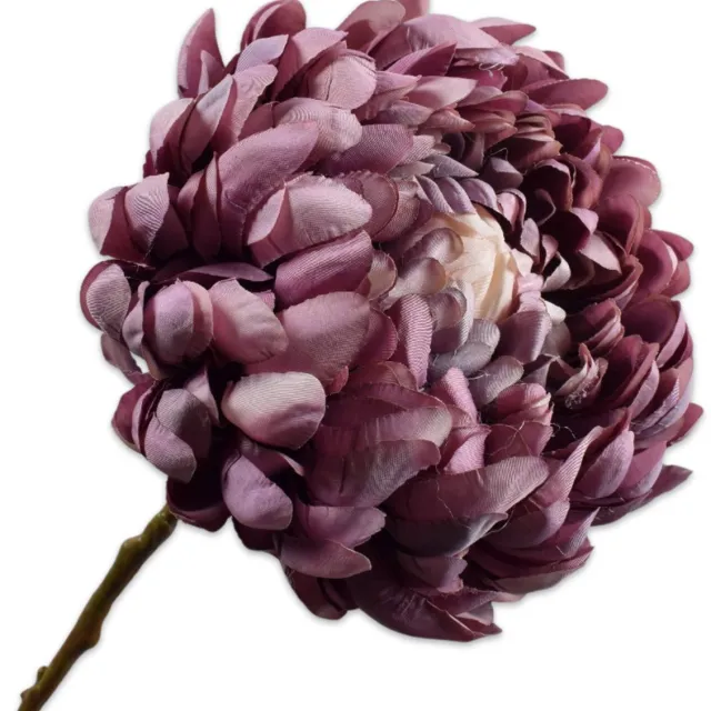 Silk-ka Kunstbloem Chrysant Tak Paars-Creme 64 cm