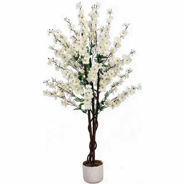 Danky kunst winters pruimenbloem 120cm witte bloemen - luxe onderhoudsvrije decoratie woonkamer en entree