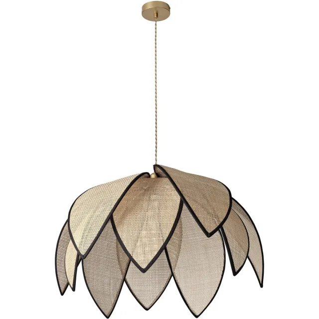 Osram DECOR Rattan Lotus Hanglamp 670mm E27 Bruin, Rattan, Metaal, natuurlijk, voor Woonkamer en Eetkamer Beige