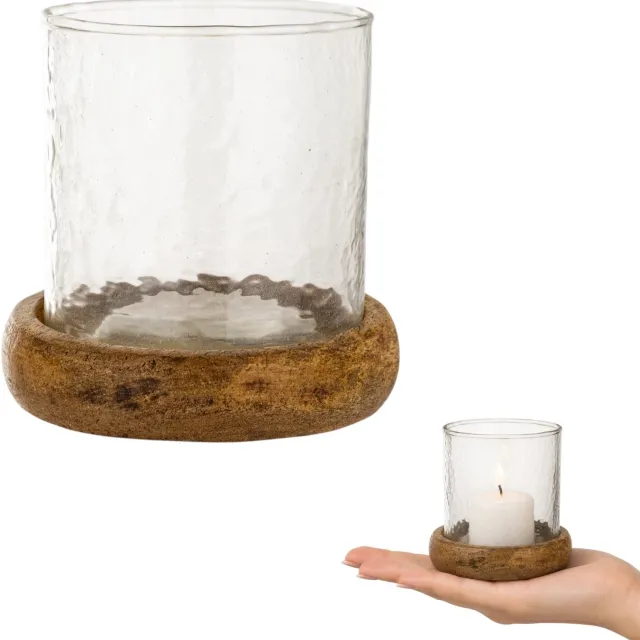 Kaj Glazen Houten Kaarsenhouder Lampion Decoratie 10 cm Transparent