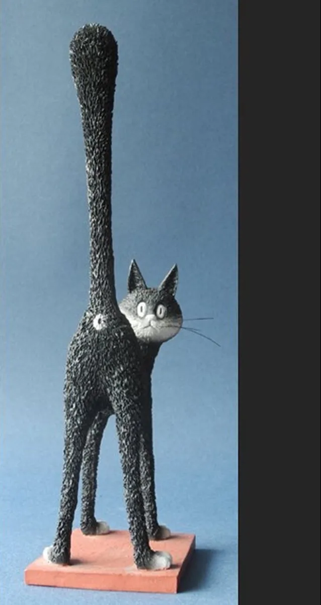 Parastone Kattenbeeldje - Dubout cat - Het derde oog - De kattenkont - 24 cm zwart rood