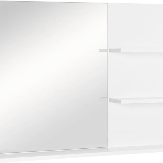 Kleankin Badkamerspiegel met 3 opbergruimtes wandspiegel spiegelplank badkamer MDF 834-207 Wit