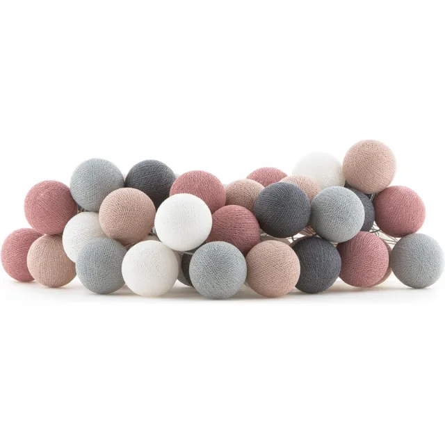 Cotton Ball Lights LED lichtslinger voor binnen - Handgemaakt en Fairtrade - 50 lampjes - Dirty Rose