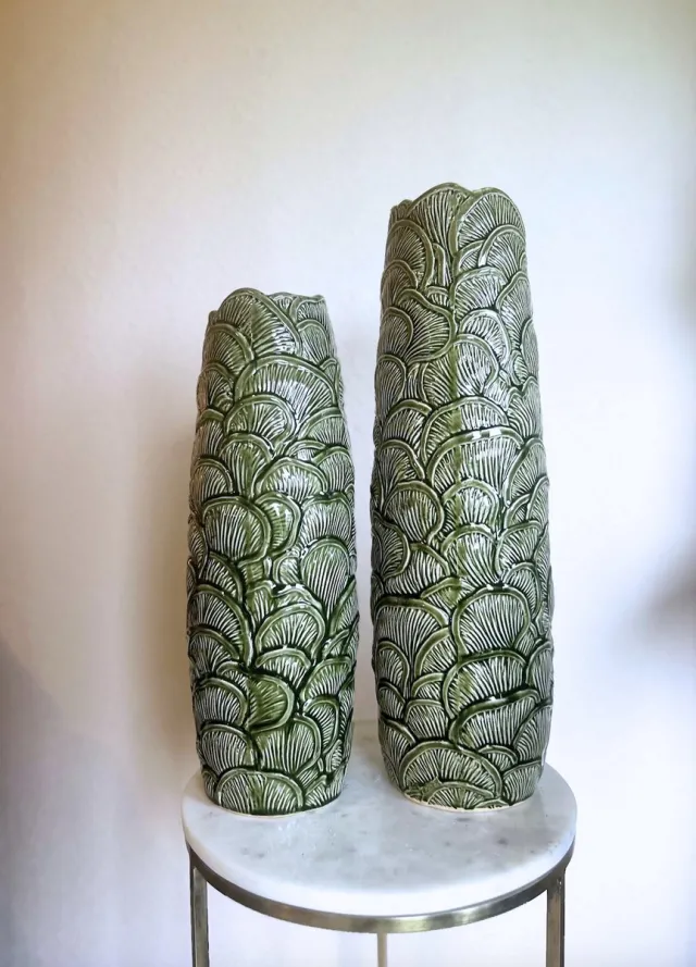 La Florista ACTIE SET Light en Living vazen groen - TOINE -Ø14×40,5 cm en Ø15×48,5 cm - Set - Groene vazen - La Florista
