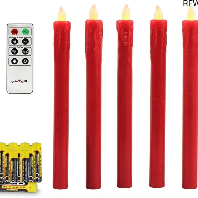 RFWR Dripping Wax Kaarsen Kroonluchter Led Rood met Afstandsbediening voor Kerstmis