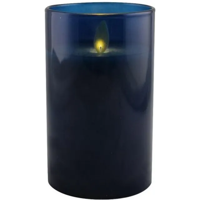 Magic Flame Led-kaars In Kaarshouder 12,5 X 7 Cm Glas Blauw