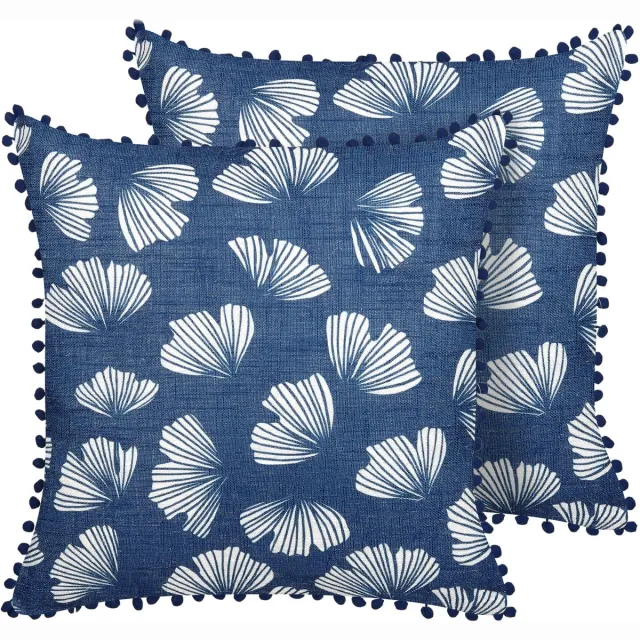 Beliani DANDELION - Sierkussen set van 2 - Blauw - 45 x 45 cm - Polyester