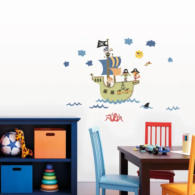 Ambiance Sticker Muurstickers - Piratendieren van de oceaan - Transparante achtergrond - 100x100cm Multi color