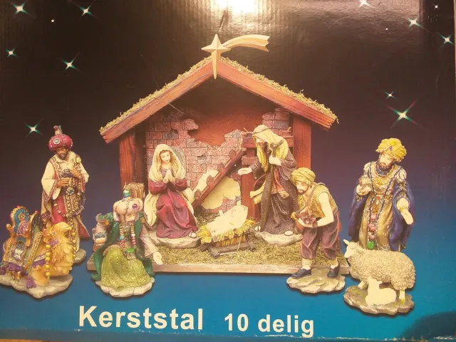 L. Dake en zn Kerststal 10 Delig - B 40 x L 24 x H 33 cm multi