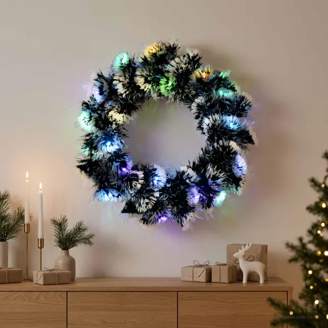 vidaXL Kerstkrans 16 LED's Meerkleurig staal Groen