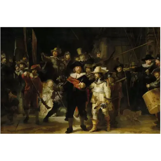 MondiArt Schilderij De Nachtwacht met lijst Brown