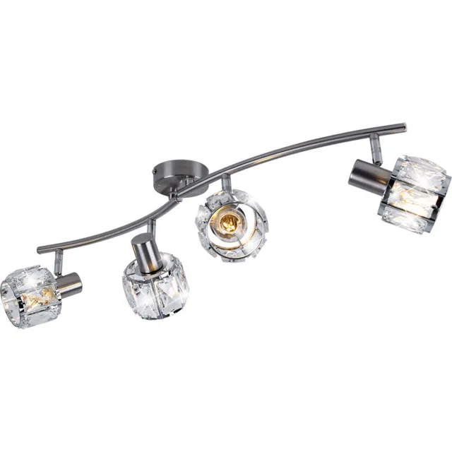 Globo Lighting Plafondlamp chroom kristallen spot zwenkbaar woonkamer glazen spot zilver