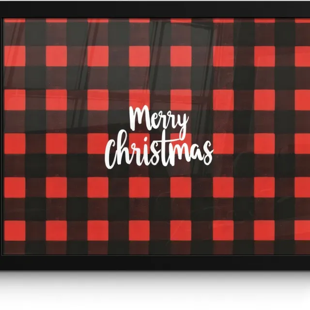 FrameYourWall Poster in lijst - Fotolijst 40x30 cm - Posters - Geruit - Rood - Tekst - Christmas - Posterlijst zwart - Decoratie - Wanddecoratie woonkamer - Muurdecoratie slaapkamer
