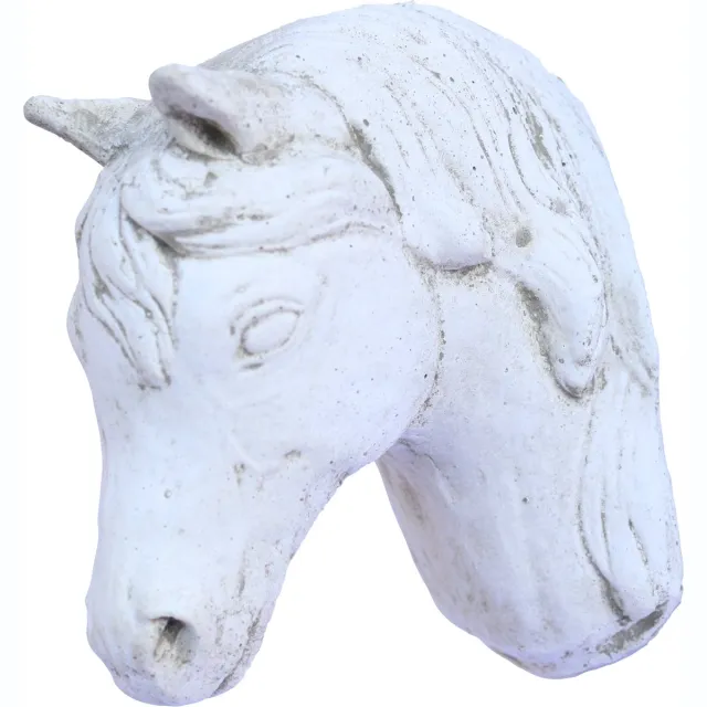 Tuindecoratie Ritzen Tuinbeeld paardenhoofd (Wit)- decoratie voor binnen/buiten - beton