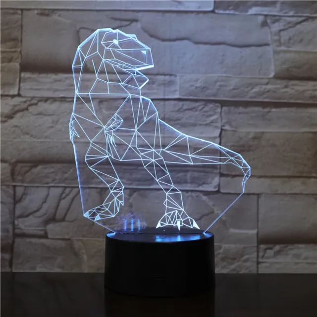 MC Living 3D Led Lamp Met Gravering - RGB 7 Kleuren - Dinosaurus
