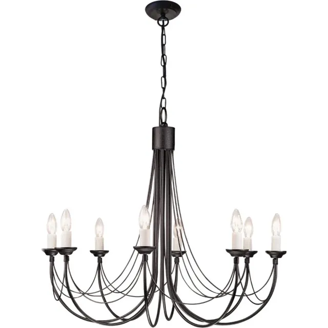 Steady Lighting Landelijke Kroonluchter - Steady Lighting - Metaal - Landelijk - E14 - L: 86cm - Voor Binnen - Woonkamer - Eetkamer - Zwart