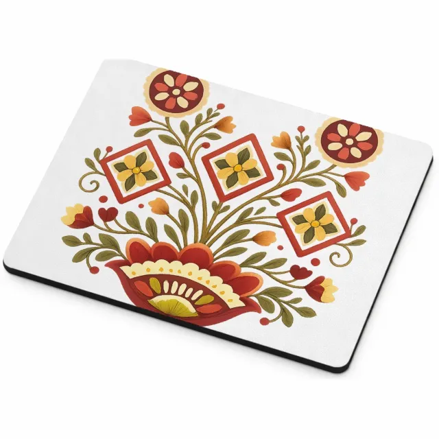 Mr Cadeautjes MDF magnetische fotolijst 9 x 7 - design Een zonvormig botanisch medaillon met compacte, strakke symm | cadeau Wit