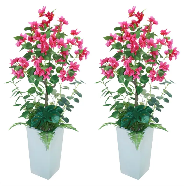 Happiq Kunstmatige Bougainvillea Boom - Voor Veranda, Patio & Tuin - UV-Bestendige Nep Bloemen Decor - 120 cm, 2 Stuks