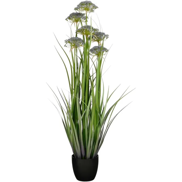 Mica Decorations Engelwortel – Kunstgras in Pot – Realistische Nepplant Woondecoratie – Kunstplanten voor Binnen en Buiten – H120 x Ø35 cm – Groen, Paars