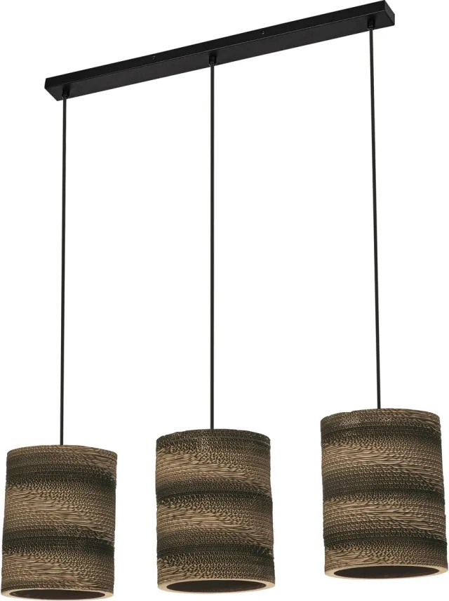 Osram 3-lichts hanglamp Decor Cardboard Cylinder bruin van golfkarton, E27, lengte 830 mm, duurzaam dankzij vervangbare lichtbron, eenvoudige montage