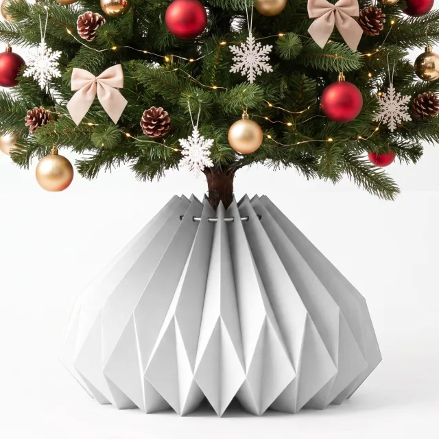 Arvioo ‑Kerstboomrok‑wit‑accordeon‑origami‑uitrekbaar‑60x25cm‑kerstdecoratie