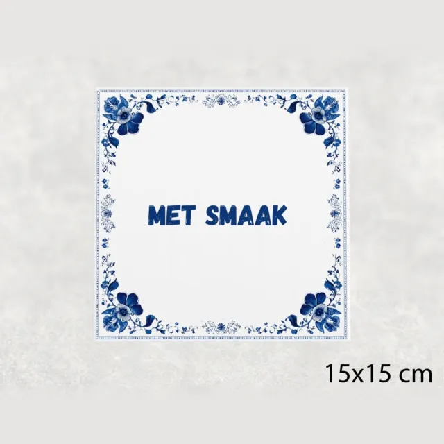 Voici Voilà Spreuk tegel 15x15 cm Met smaak () Wit met tekst