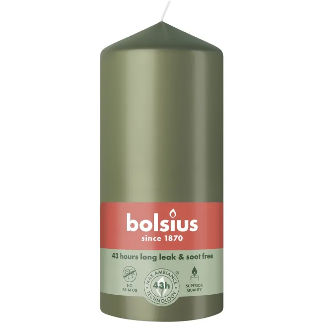 Bolsius Stompkaars 130/68 Fresh Olive (1 stuk) Olijfgroen