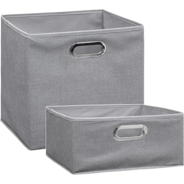 5Five® Set van 2x stuks opbergmanden/kastmanden 14 en 29 liter lichtgrijs van linnen 31 cm - Opbergboxen - Vakkenkast manden