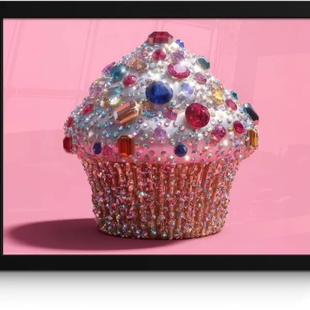FrameYourWall Poster in lijst - Fotolijst 40x30 cm - Posters - Cupcake - Kleurrijk - Edelstenen - Posterlijst zwart - Decoratie - Wanddecoratie woonkamer - Muurdecoratie slaapkamer