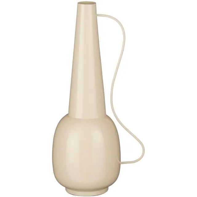 Mica Decorations Tosno Decoratieve Vaas - Bloemenvaas 24 x 20 x 43 cm - Woondecoratie Bloemvaas voor Binnen - IJzer, MDF, Fluweel - Off-white Gebroken wit