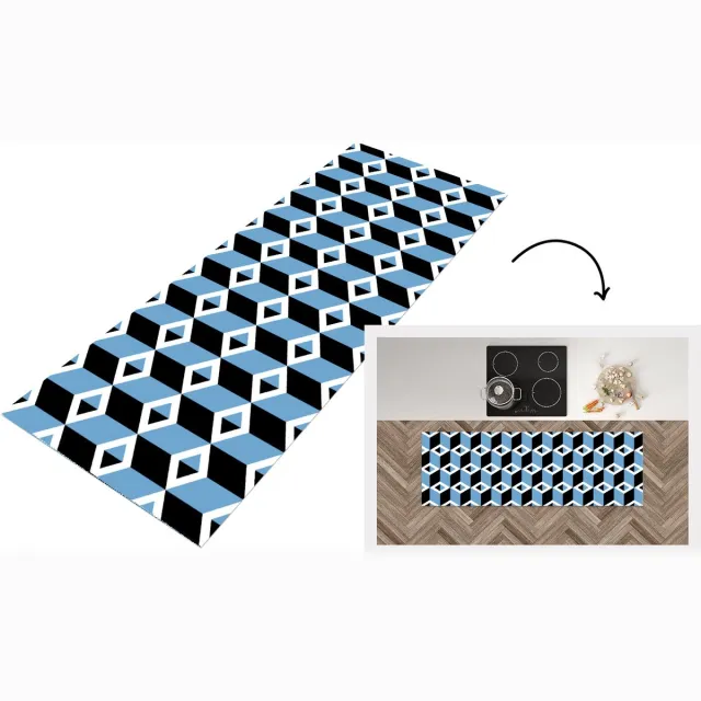 KitchenYeah Keukenloper - Loper keuken - Blokken - Patronen - 3D - Keukenloper vinyl multicolor