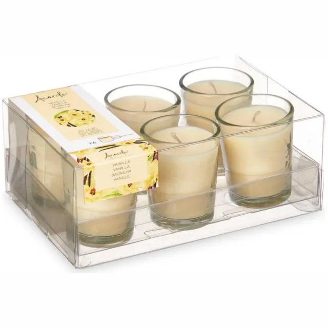 Arte r Arte regal geurkaarsen - 6x - vanille geur - licht geel - 8 branduren - in glas - aroma kaars Lichtgeel