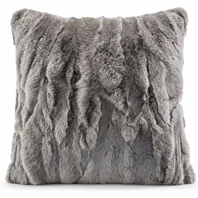 ilgi collection Gevuld sierkussen met golvende pluche structuur – Grijs – 45 x 45 cm