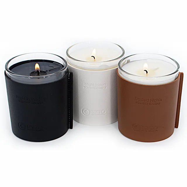 Kyto Sense - Geurkaarsen Leather Collection - 3 verschillende geuren - Moederdag cadeau - 40 branduren per geurkaars Multicolor Leather