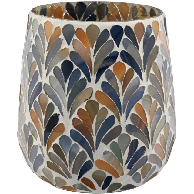Gasper waxinelichthouder mozaiek 13 cm blauw glas