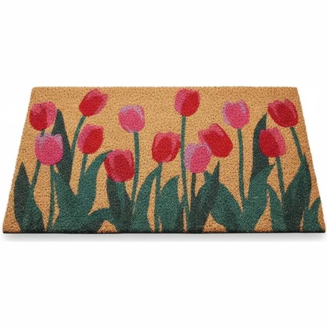 Smart Garden Products Deurmat Kokos Tulpen - 45 x 75 cm Bruin, groen, rood, roze