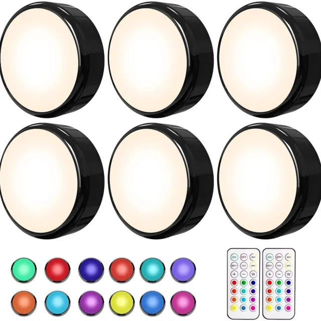 whiqutey LED Kastverlichting Dimbaar – RGB Onderkastverlichting Voor Keuken, Met Afstandsbediening, Timer & Batterijhouder zwart