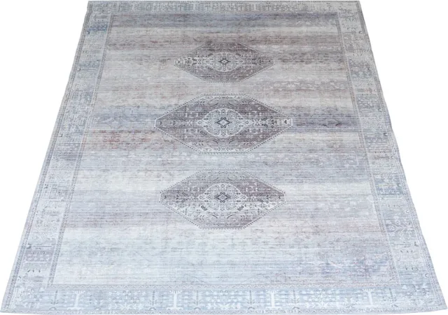 Veer Carpets Vloerkleed Wiss - Vintage Design Vloerkleed met Medaillon Patroon in Scandinavische / Hotel Chique Stijl Taupe
