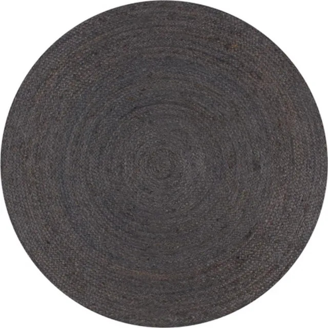 vidaXL Vloerkleed - handgemaakt - rond - 120 - cm - jute - donkergrijs