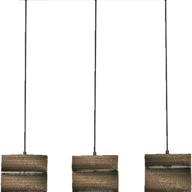LEDVANCE hanglamp 3-lamps Decor Karton Cilinder bruin van golfkarton, E27, 830 mm lengte, lampenkap van gerecycled materiaal, duurzaam dankzij vervangbare lichtbron, eenvoudig te installeren
