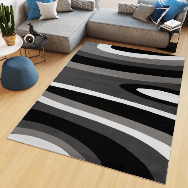 Tapiso Maya Vloerkleed Antraciet Laagpolig Modern Tapijten Maat- 300x400 Grijs Zwart 2