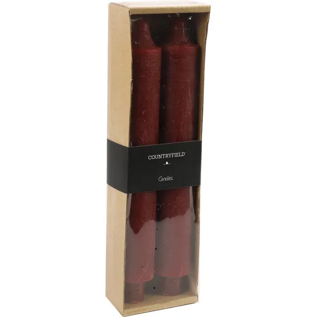 Decostar Set van 2 kaarsen - 25 cm - Bordeaux - kaars - kaarsen