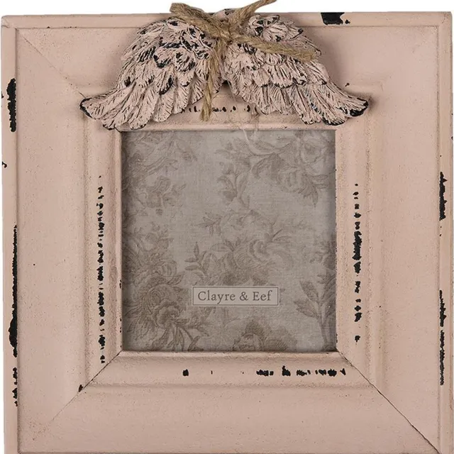 Clayre & Eef Fotolijst 7x7 cm Roze MDF Vleugels
