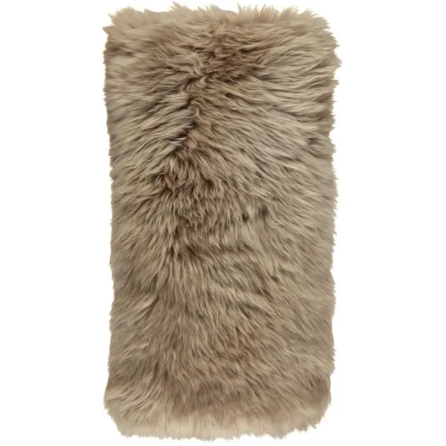 Sheepskin House Langharig Schapenvacht Kussen - 28x56 cm taupe