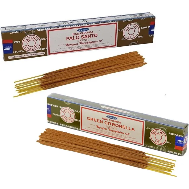 Satya Wierook cadeau set - 2x geurstokjes - Palo Santo en Citronella geur - Meditatie Lime