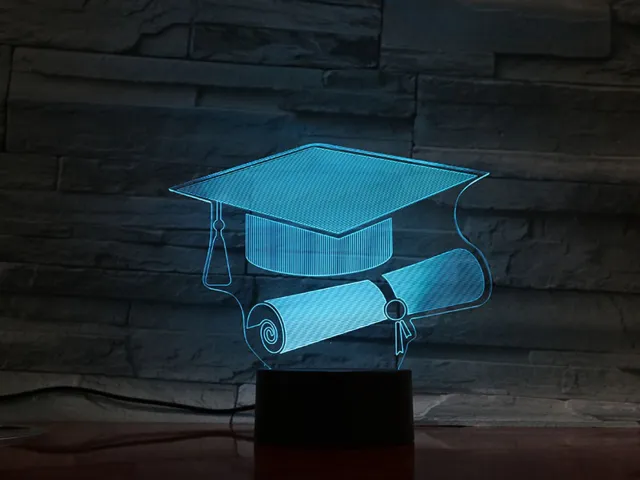 MC Living 3D Led Lamp Met Gravering - RGB 7 Kleuren - Diploma
