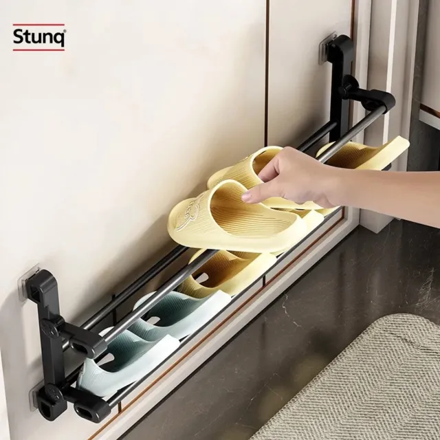 Stunq Wandmontage Schoenenrek – 2-laags, Boorvrij, Zwart, 30 cm
