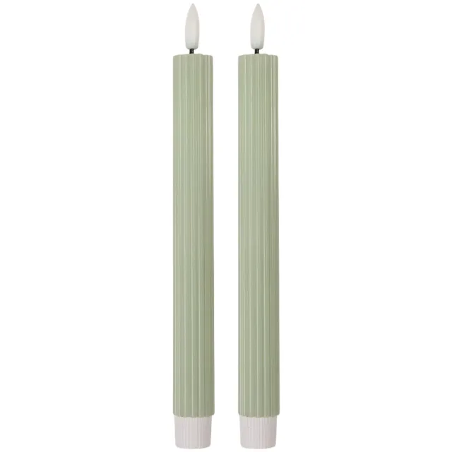 Clayre & Eef LED Dinerkaarsen set van 2 Ø 2x25 cm Groen Wax